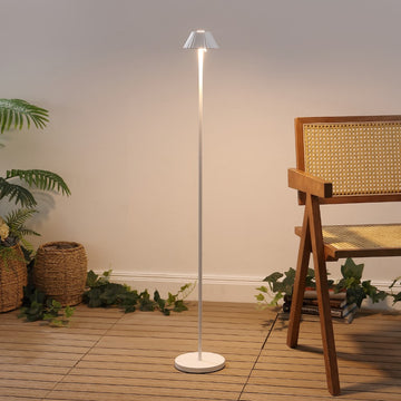 Mallory 44" Modern Minimalist Indoor/Outdoor Iron Pleated Shade Rechargeable/Cordless Dimmable Integrated LED Floor Lamp